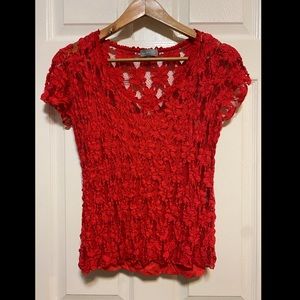 Red lace flower top